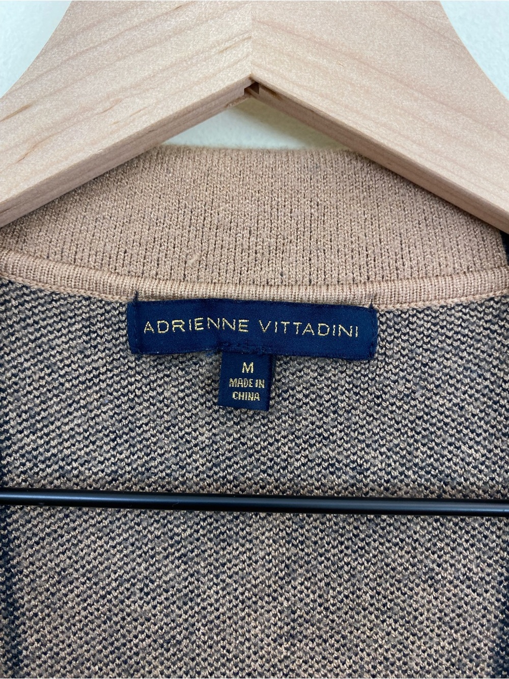 Adrienne Vittadini Tan Plaid Fringe Open Front Cardigan Sweater Blazer M - Picture 3 of 6